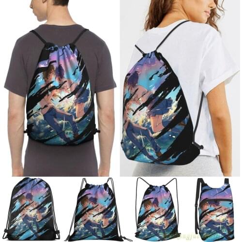 Men Outdoor Travel Drawstring Backpack Bags Taki Tachibana And Mitsuha Miyamizu Women Sports Travel Bag Fitness Swimming Bag