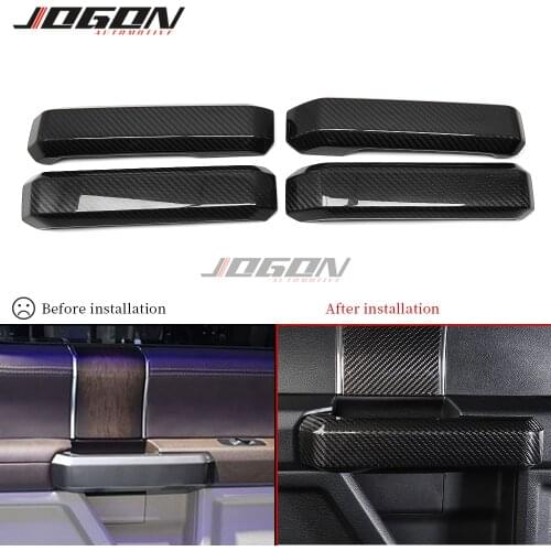 Real Carbon Fiber Car Interior Door Handle Panel Overlay Cover Trim For Ford F150 F-150 Raptor 2015 - 2020 Car Accessories