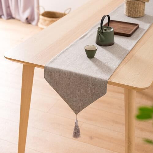 Table Runner Nordic Style Cotton Linen Japanese Style Simple Elegant Tassel Table Runners American Coffee Table Flag Home Decor