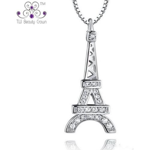 Real 925 Sterling Silver Classic France Eiffel Tiwer Pendant Neclace With Box Chain Fashion Jewelry Valentines Gifts For Women