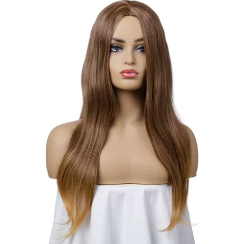 Natural Straight Wig Brown Wig for White/Black Women Hair Wigs Heat Resistant Synthetic Wig Natural Fake Hair Romance Style