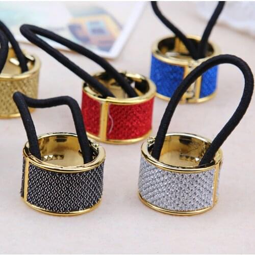 New fashion Shiny Pearl Scrunchy Punk Plastic Crystal Gum for Hair Ring Elastic Hair Band Women Hair Accessories