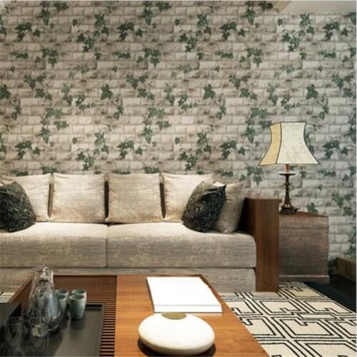 Wellyu 3D stereo ivy brick wallpaper paper Chinese style self-adhesive imitation brick tea restaurant wallpaper Paped Pared