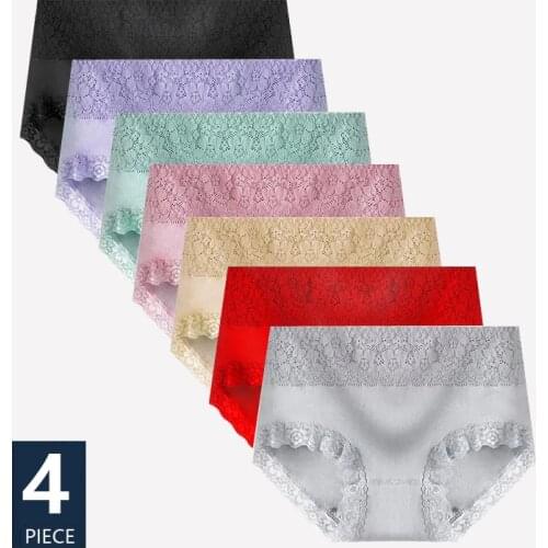 Plus Size L-5XL 4Pcs/lot High Waist Panties Women Cotton Sexy Briefs Underwear Body Shaper Breathable Comfort Female Intimates