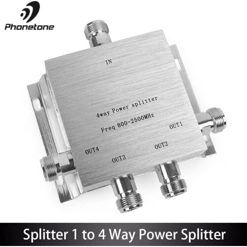 Splitter 1 to 4 Way Power Splitter For CellPhone Signal Booster Repeater to 4 Indoor Antennas 800~2500MHz N female 50ohm Divider
