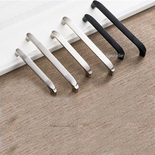 Kitchen Cabinet Pull Silver Black Zinc Alloy Modern Drawer Cupboard Knobs Furniture Door Hardwares European Fashion