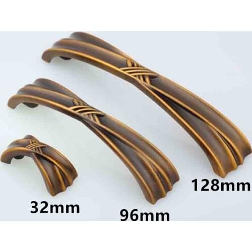 32mm 96mm 128mm vintage style furniture handle brushed antique brass drawer cabinet dresser door handle pull knob 5" bronze pull