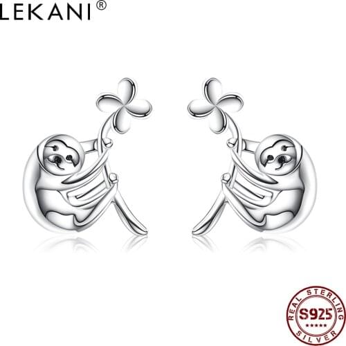 DIY Lucky Stud Earrings For Women S925 Sterling Silver Animal Sloth Fine Jewelry Girls Birthday Gifts Earrings 2021 Trend New
