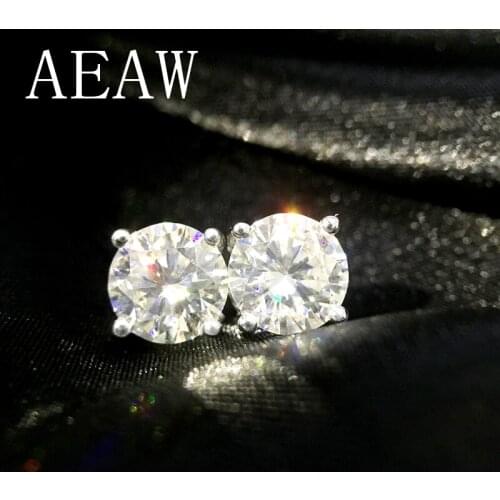 Genuine14K 585 White Yellow Gold Push Back 2Ctw FG color Test Positive Lab Grown Moissanite Diamond Earrings For Women