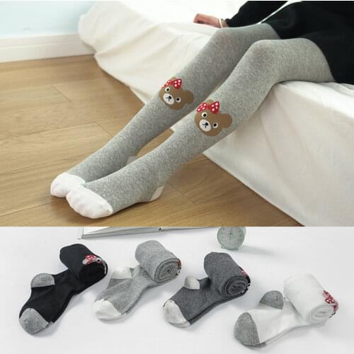 Spring Autumn Tights For Girls Cartoon Bear Pantyhose Girl Stockings Ballet Tights School Clothing 2-9T Kids Costume