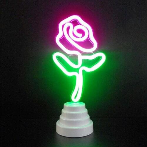 Colorful Led Neon Rose shape night lamp table Sign For Home Decoration