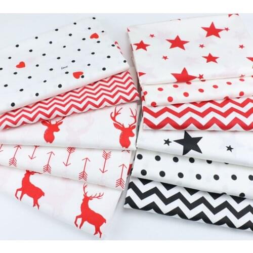100% Cotton Fabric for Clothes Baby Dress Sewing Bed Sheet Christmas Reindeer arrow loving DIY Sewing Fabrics