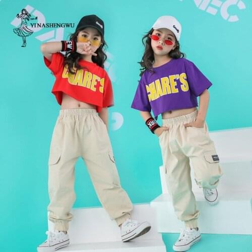 Street Dance Clothing Girls Jazz Dance Costumes for Girls Tide Hip Korean Version of the Umbilical Cheerleading Uniforms