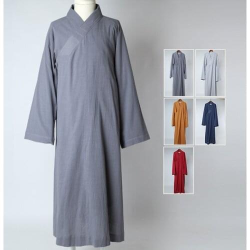 Unisex high quality cotton&linen Buddhist zen lay clothing shaolin monk robe buddha uniforms suits Summer&Spring