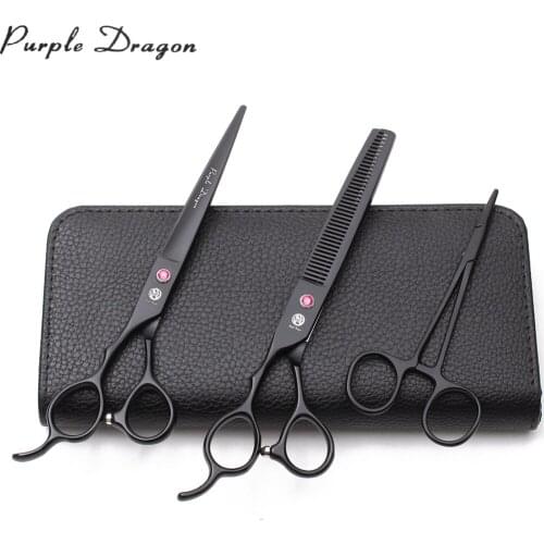Z8001 7" Left-Hand Stainless Black Dogs Grooming Kit Animal Scissors Straight Scissors Thinning Shears Professional Pet Scissors
