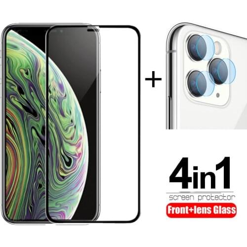 4-in-1 For iPhone SE 2020 Glass For iPhone SE 2 Tempered Glass Full Glue Screen Protector For iPhone 11 Pro Max SE2 Lens Glass