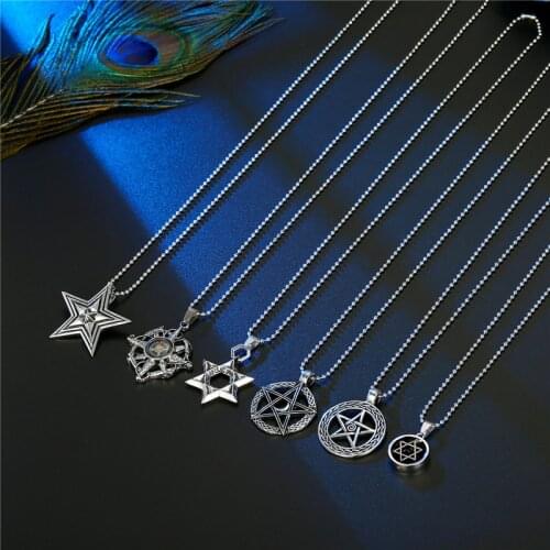 1PC Punk Simple Hollow Star Compass Statement Necklace For Women Men Vintage Metal Hexagon Starfish Pendant Choker Jewelry N97