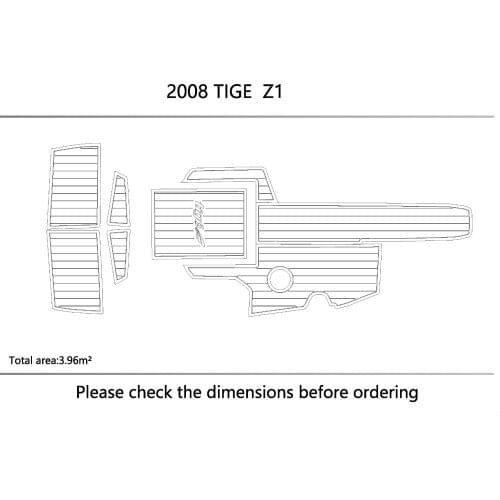 2008 TIGE Z1 cockpit Swimming platform Non-slip mat 1/4" 6mm EVA Faux teak