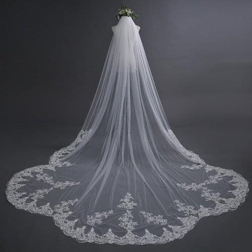 2019 Designed Bridal Veils Lace Appliques One-Layer Amazing Wedding Veils Bridal Accessories with Combs