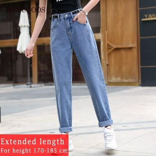 2020 Spring Women Looose Denim Jeans Fashion Korean Boyfriend Style Pants Plus Size Extended Length For Height 170-185cm Women