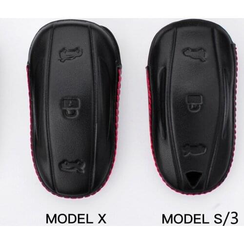 4D Car Geunine Leather Key Wallet Cover Case Shell For Tesla Model S Model 3 Model X Key Holder Protect Accessories
