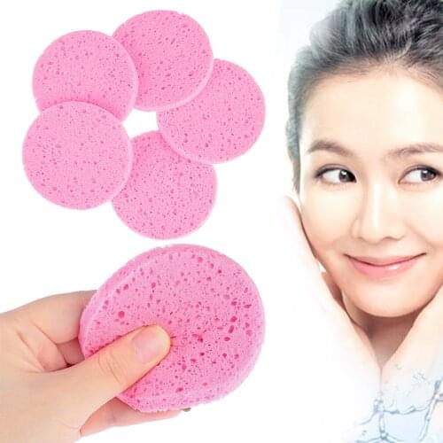 5 Pcs Compress Puff Face Wash Pad Exfoliator 6/7/8/9/10cm Soft Facial Cleaner Sponge Skin Care Makeup Tool Portable Pink