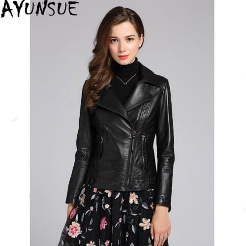 AYUNSUE Genuine Leather Jacket Winter Jacket Women Fox Fur Collar Down Jacket 100% Real Sheepskin Coat Female Bomber Jackets MY