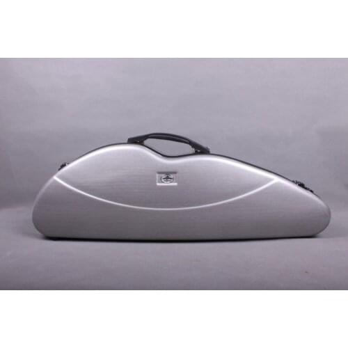 Yinfente white Fiberglass Violin 4/4 OBLONG Hard Case SILVER - NEW w/ straps & blanket