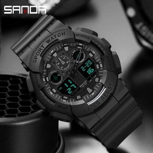 SANDA 2021 Watch Men Digital LED Watch Sport Men Outdoor Date Electronic Watches Waterproof Watch Clock Male Erkek Kol Saati
