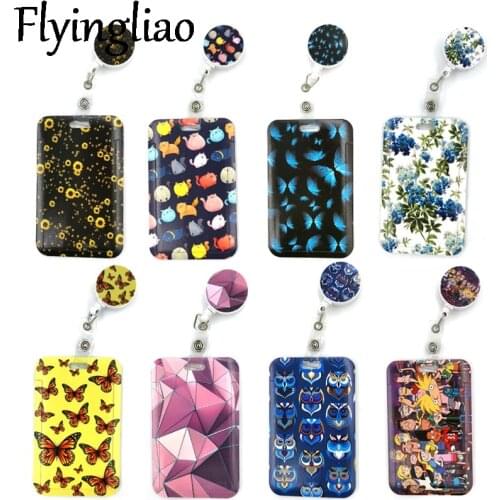 Cartoon Retractable Badge Reel Lanyard Nurse ID Business Credit Card Work Card Badge Holder Office Student Clips Card Cover Bag