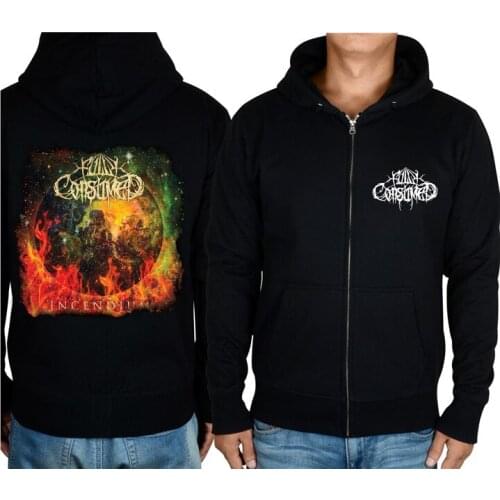 Black Zipper Hoodies Fully Consumed sudadera brand clothing Rock jacket punk Universe Nebula sweatshirt fleece death metal