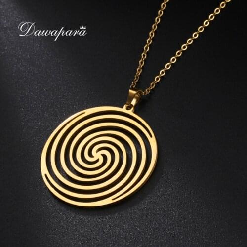 Dawapara Hollow The Illusion of Amulet Pendant Necklace Geometric Hypnosis Talisman Stainless Steel Jewelry