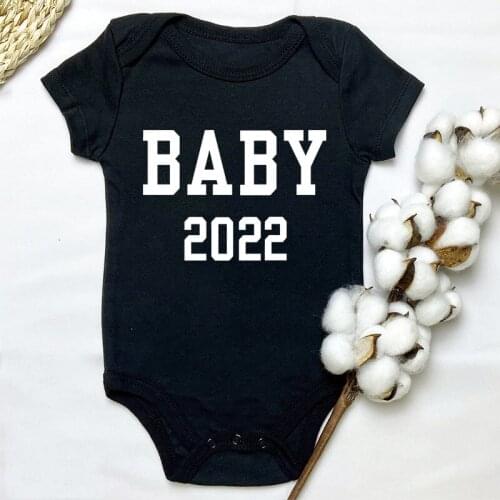 Cute Pregnancy Reveal Baby 2022 Print Baby Bodysuit Cotton Short Sleeve Newborn Baby Boys Girls Rompers Clothes