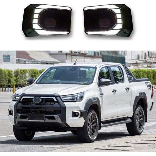 2pc Car LED Daytime Running Light For Toyota Hilux Revo Rocco 2020 2021 Turn Yellow Signal Relay 12V DRL Daylight