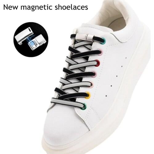 Double color Elastic Shoelaces Magnetic Lock No tie Shoe laces Sneakers for Shoelace Kids Adult Laces One Size Fits All Shoes
