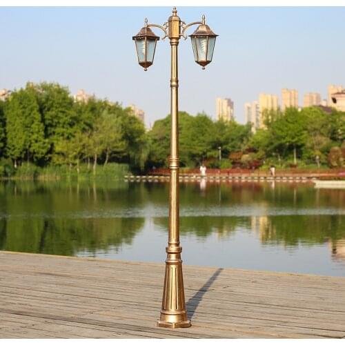 European garden Lamp outdoor waterproof Retro Street Lamp garden villa household double head high pole landscap Lamp(H≈2.2m)