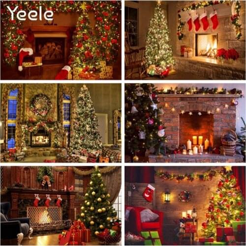 Yeele Christmas Tree Gift Light Warm Candle Backdrop Wall Decor Home Decor Prop For Photography For Photographic backgrounds
