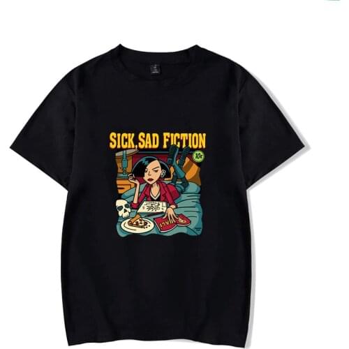 Sick Sad Fiction Black TShirt Women Harajuku Kawaii T-Shirt Gothic Aesthetic Streetwear Camisetas Verano Mujer Korean Clothes
