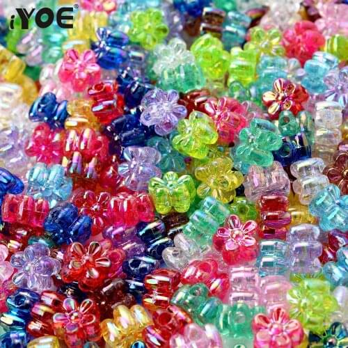 IYOE 100pcs/Lot 4x7mm Tiny Flower Beads Colorful Blingbling AB Crystal Spacer Beads For Making Earring Bracelet Charms DIY Craft