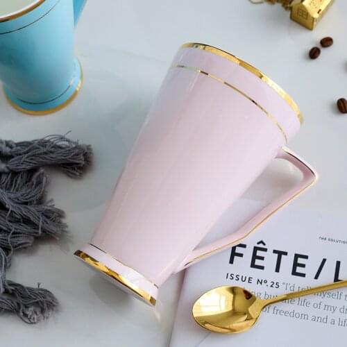 Bone China Creative Phnom Penh mark water cup large capacity candy color fashion household ceramic tea coffee cup with lid spoon