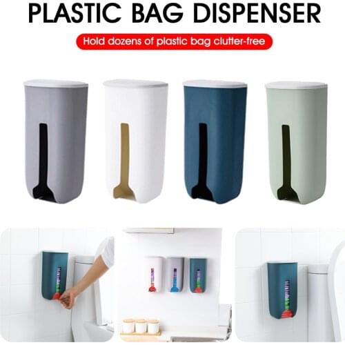 Kitchen Grocery Plastic Bag Holder Dispenser Wall Mount Garbage Bag Holder Refillable Trash Bag Saver Kitchen Organizer