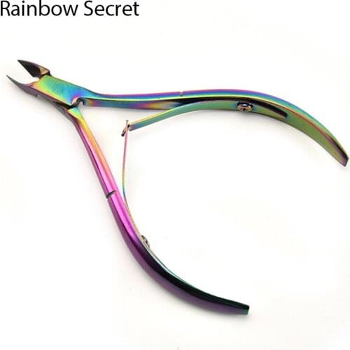 Nail Cuticle Nipper Rainbow Trimming Stainless Steel Nail Clipper Cutter Transparent Scissor Plier Dead Skin Remover