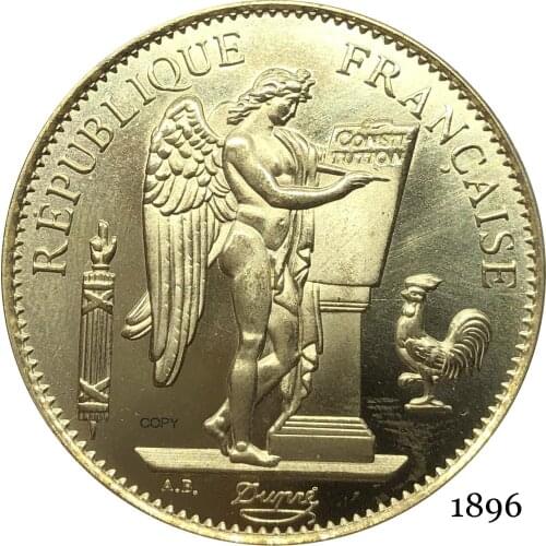 France Third Republic Francaise 1896 A 100 Francs Liberte EGALITE FRATERNITE Gold Coins Brass Metal Copy Coin