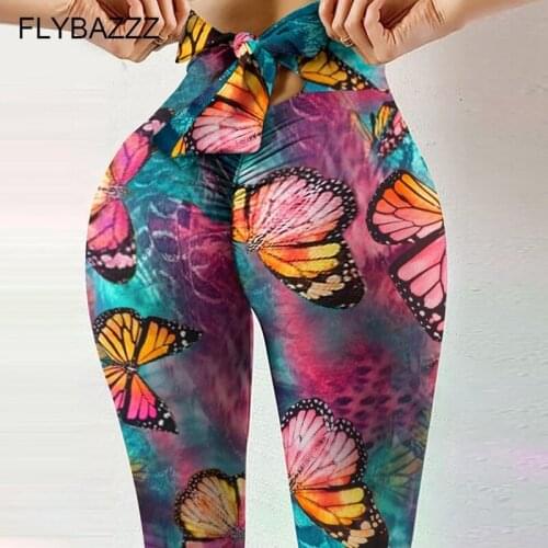 2021 Sexy Bow-knot Print Yoga Pants High Waisted Sports Leggings For Fitness Pant Aesthetic Jeggings Running Tight Womens Pants