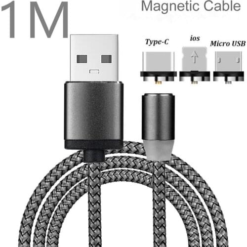 Magnetic Cable Braided Mobile LED Type C Micro USB For iPhone X 7 8 6 Xs XR Samsung Galaxy S9 S10 Plus S10e 70 A7 J6 A8 2018 M30