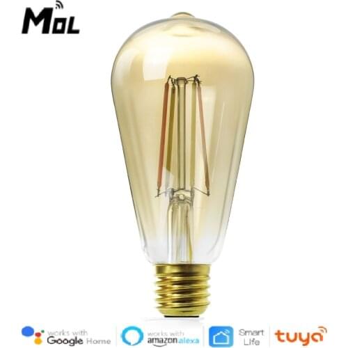 MOL E27 7.5W WiFi LED Filament Bulb Smart Tungsten Lamp Dual Warm Color 2700K Tuya Alexa Google Home 240V