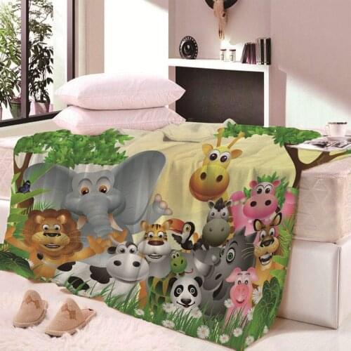 Cartoon Animals Zoo Soft Thin Nap blanket Velvet Plush Beach Towel For Children Blanket Throws Summer bedsheet Travel CB68