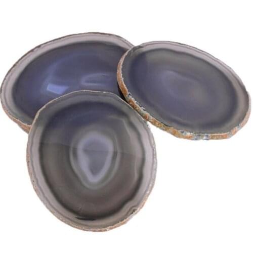 Pack of 2pcs Grey agate slice cup coaster jewelry stone agate coaster mats pads jewelry stand decor