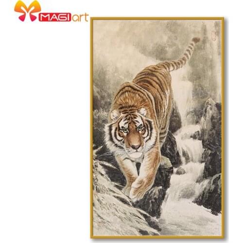 Cross stitch kits Embroidery needlework sets 11CT water soluble Canvas Patterns 14C Full Landscape tiger -NCMA150
