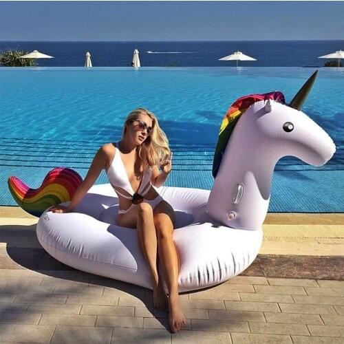 Inflatable unicorn mount floating bed PVC adult swan floating row swimming ring floating water pad mat